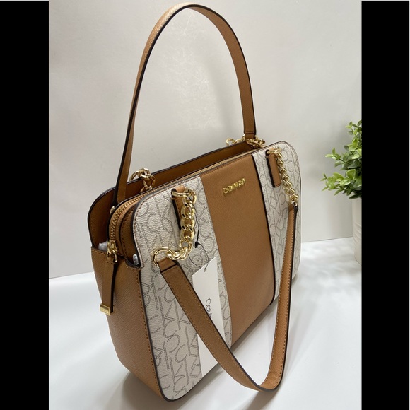 NEW Calvin Klein Monogram Logo Chainlink Satchel - Picture 11 of 12